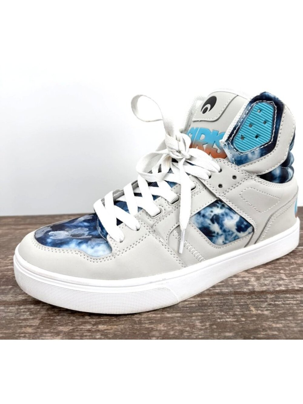 Mens OSIRIS Clone Grey Blue Tie Dye Hi-Top Skate Sneakers 9 Skate Core Streetwea